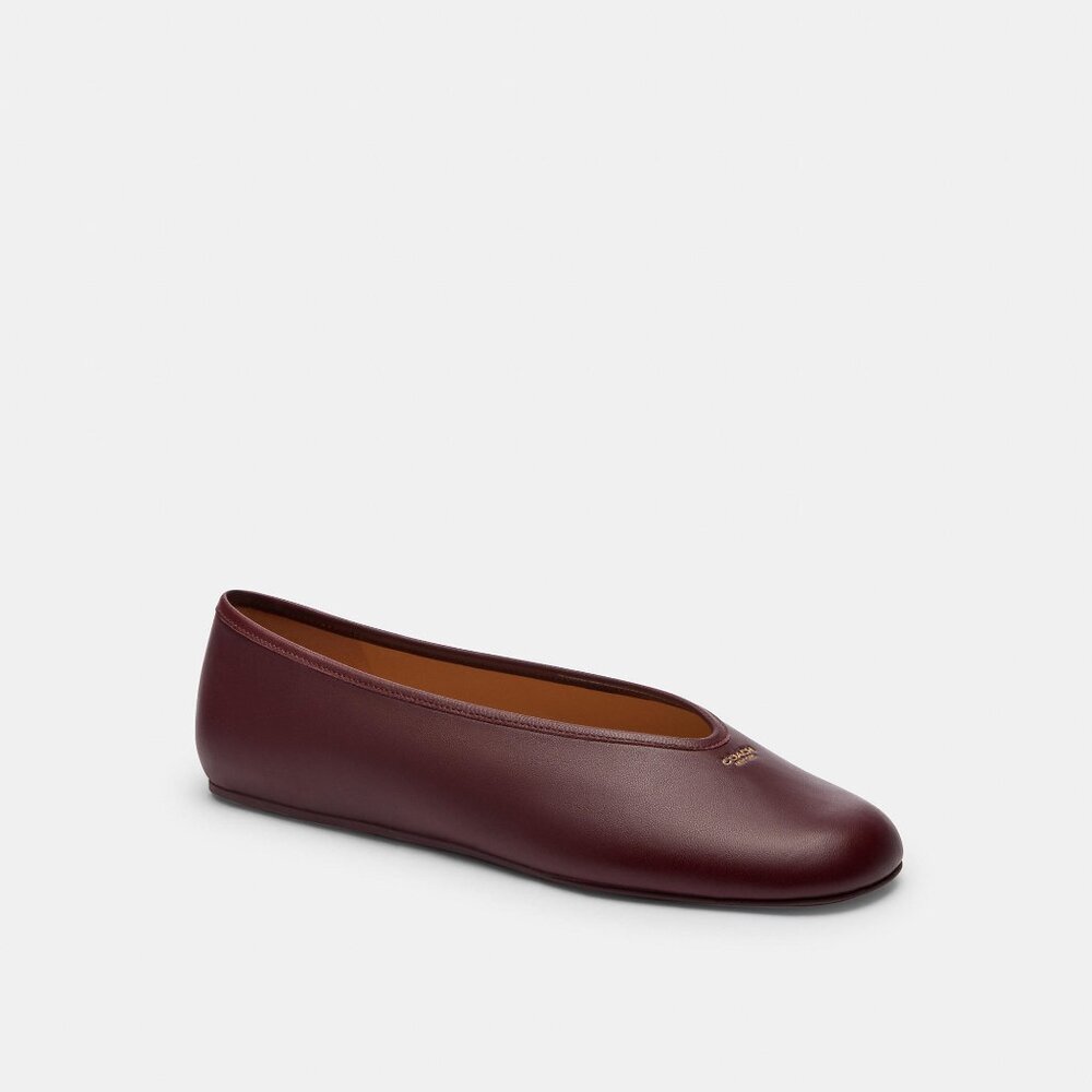 Coach Houston Ballet Flat smooth leather, color Merlot, size 7.5 NIB